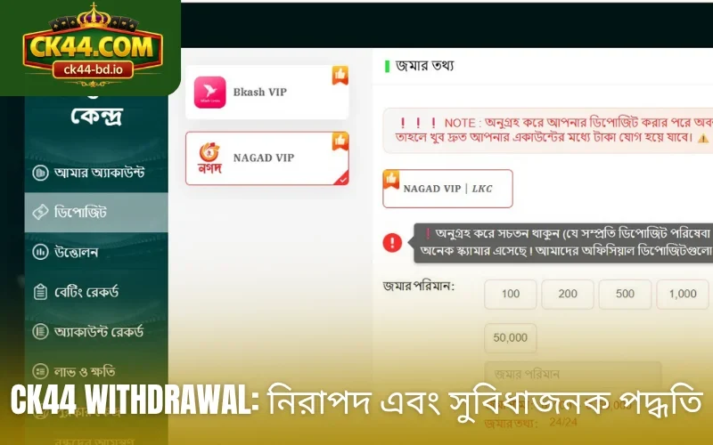 CK44 withdrawal: নিরাপদ এবং সুবিধাজনক পদ্ধতি