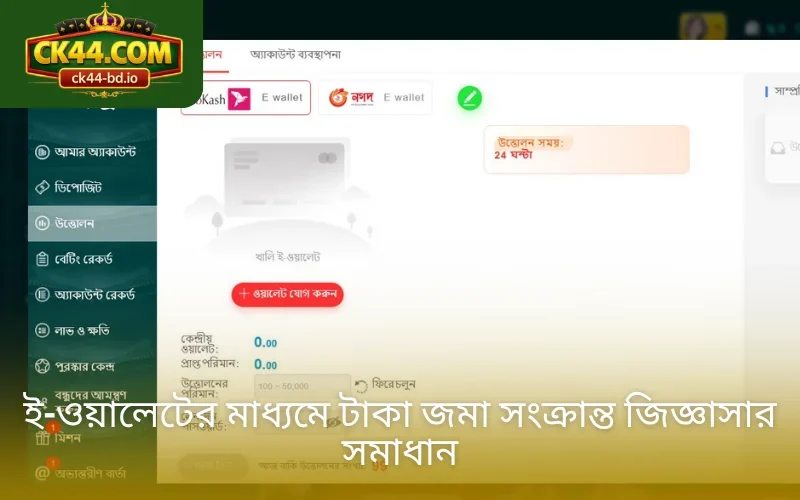 ই-ওয়ালেটের মাধ্যমে টাকা জমা সংক্রান্ত জিজ্ঞাসার সমাধান