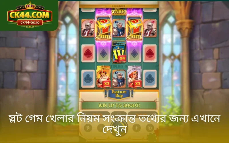 স্লট গেম খেলার নিয়ম সংক্রান্ত তথ্যের জন্য এখানে দেখুন